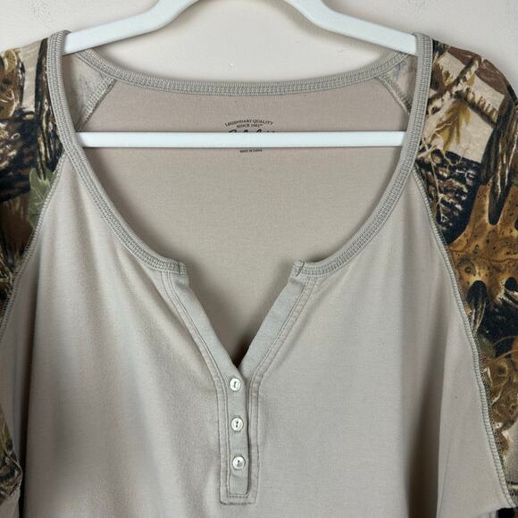 Cabela’s Seclusion 3D Camo Raglan Shirt Women’s 2XL Beige Henley Hunting Outdoor - Picture 2 of 10